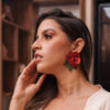 ARETES ROSA ROJA GRANDE MODELO